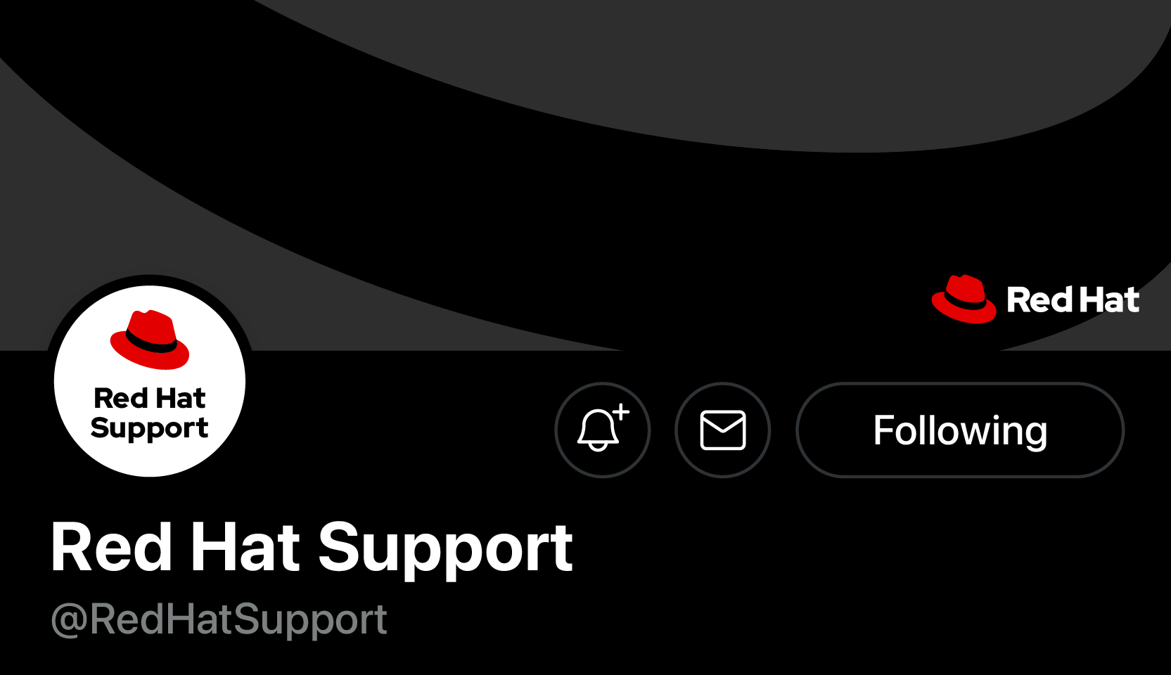 A social media page for Red Hat Support with the hat in the profile image.