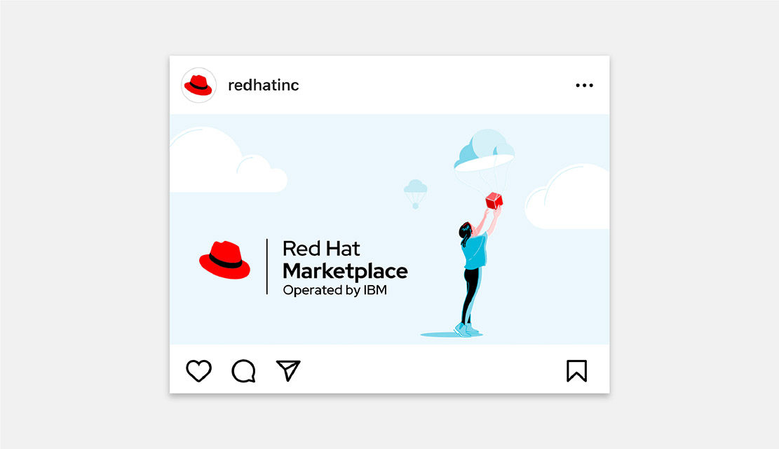 An Instagram post about Red Hat Marketplace.