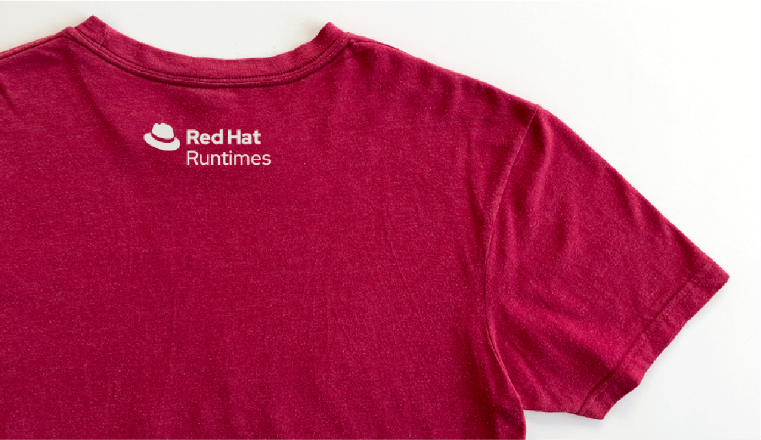 Red Hat Runtimes logo on a t-shirt